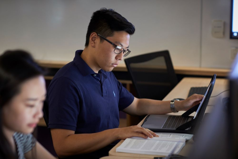 UNSW student on the computer