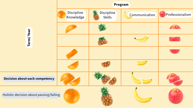 Programmatic / vertical approach to aggregation of data to demonstrate competencies